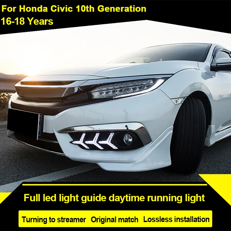 ROADOT автомобиль drl led для Honda Civci 10th 2016 2017 2018 дневные ходовые огни с отверстием