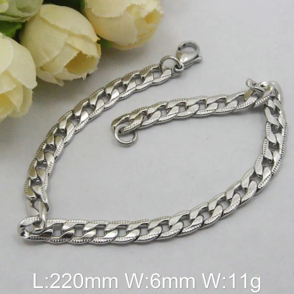 Модный браслет из нержавеющей стали оптом ювелирный серебряный браслет-цепочка