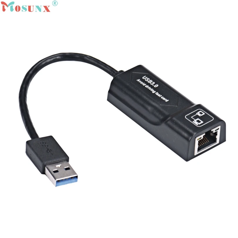 Горячая продажа черный 1 шт. USB 3 0 10/100/1000 Мбит/с Gigabit Ethernet RJ45 Внешняя сетевая карта LAN