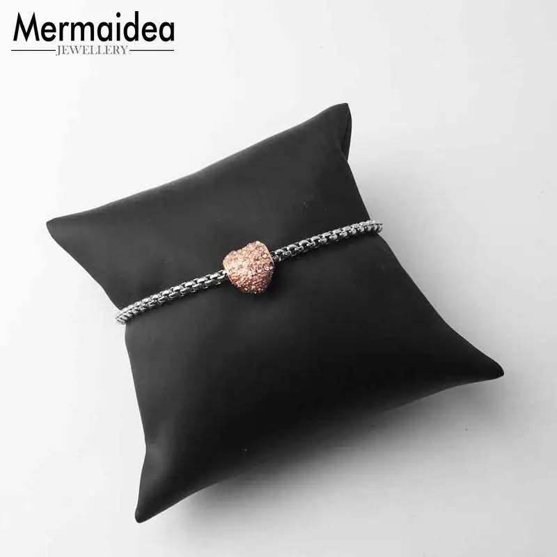 DIY бусины розовое сердце украшение 5 мм модное посеребренное ювелирное изделие