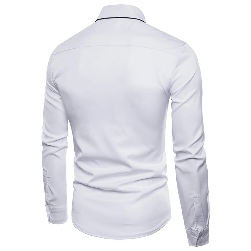 TUNEVUSE Men Shirts Europe Size Slim Fit Male Shirt Long Sleeve British Style Cotton Men's Mens Clothing Street Wear | Мужская