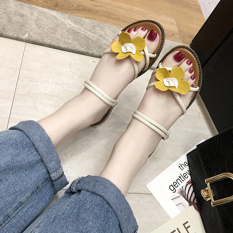 Женские шлепанцы на плоской подошве повседневные с цветами Espadrilles лето 2019 | Обувь
