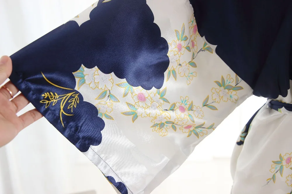 Женский Шелковый Атласный халат BZEL длинное свадебное кимоно для невесты и