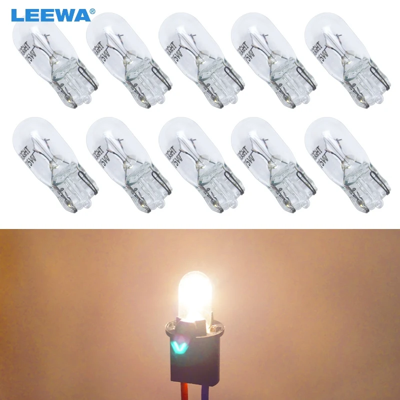 LEEWA 200pcs Warm White Car T10 168 192 Wedge 12V 5W Halogen Bulb External Halogen Lamp Replacement Dashboard Bulb Light #CA2109