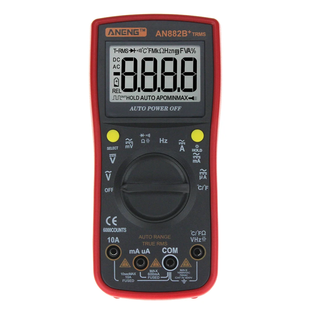 ANENG AN882B + True RMS цифровой мультиметр с автоматическим диапазоном AC/DC Цифровой