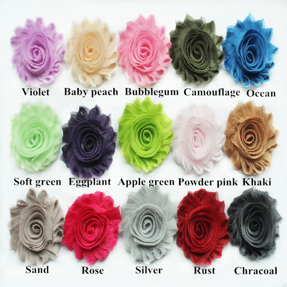 15 ярдов/партия аксессуары для волос 2 5 дюйма 108 цветов chiffon flowers for headbands shabby