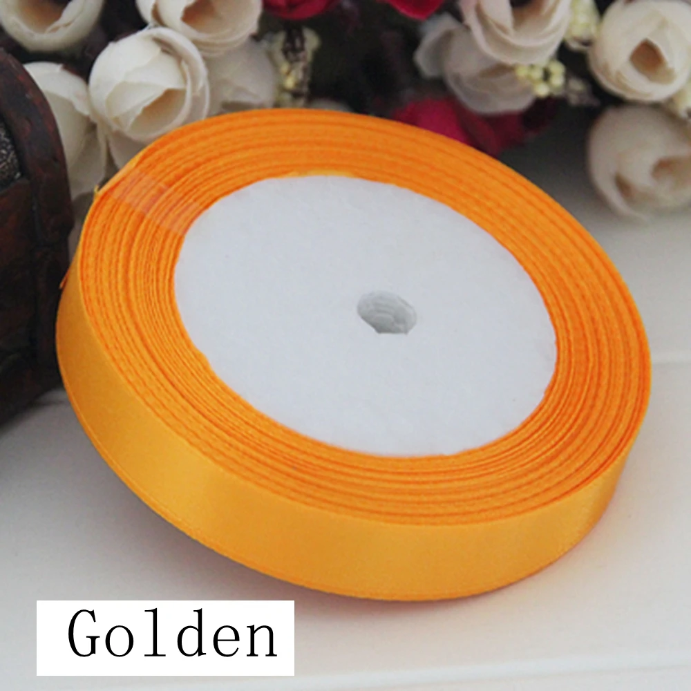 

Выберите Размер 6/10/15/20/25/30/40/50 мм, 25 ярдов, 22 м, Золотая Яркая Лента из полиэстера для украшения свадьбы своими руками