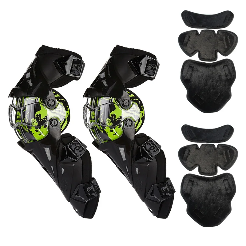 CE одобрение Scoyco K12 свободно перемещаться мото rcycle наколенники moto cross Racing наколенники MX moto наколенники оптом - Цвет: green plus liner