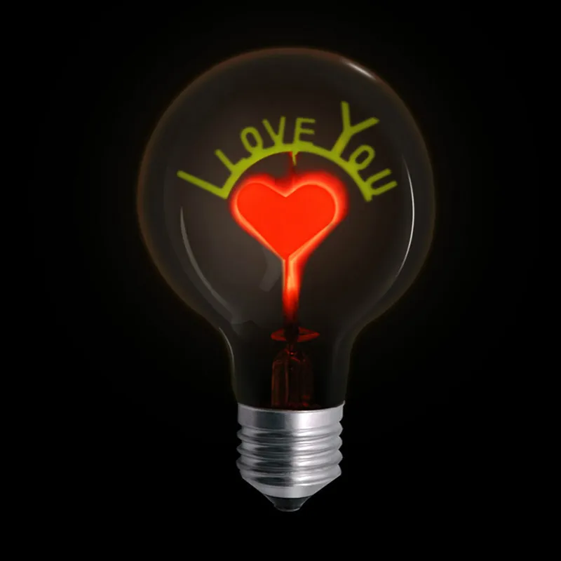 

Novelty Vintage Incandescent Bulb 3W 220V Retro Edison Bulbs Light Art Decoration G80 E27 I LOVE YOU Rose Christmas Wedding