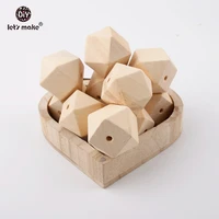 lets make 10pcs 20mm chewable baby teethers hexagon wooden beads for jewelry making infants dental care natural color beads