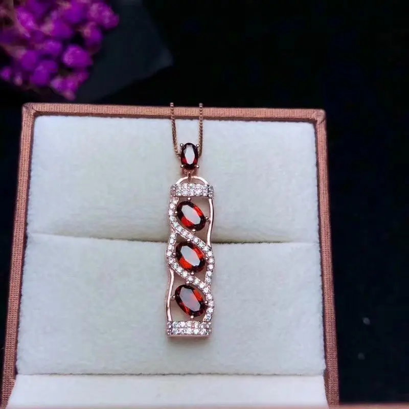 925 sterling silver natural Garnet necklace pendant Beauty A birthday present for a girlfriend's lover. Posting | Украшения и
