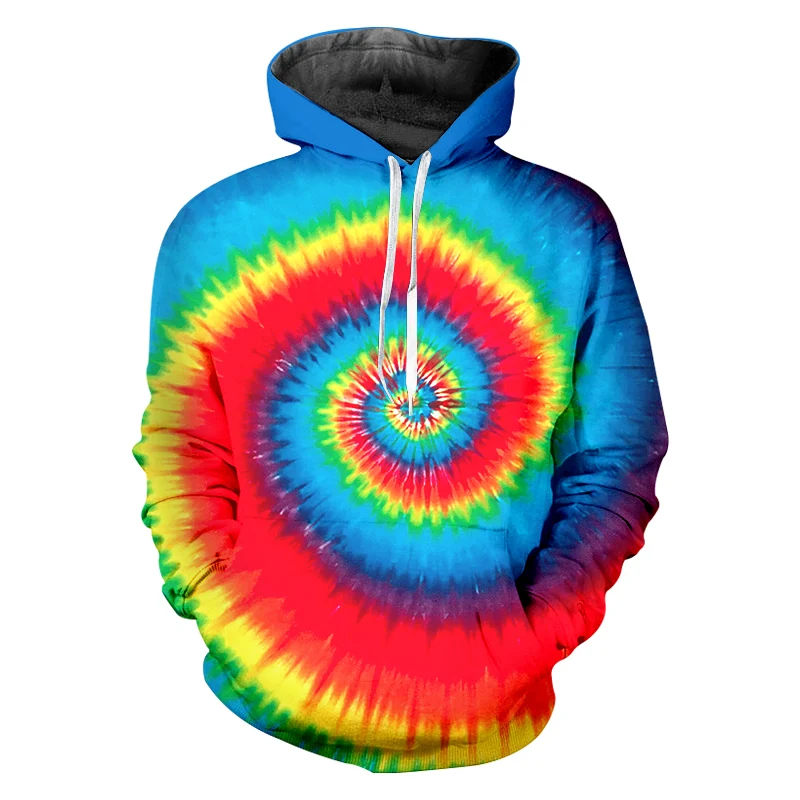 OGKB мужские толстовки с капюшоном новые длинные пуловеры 3D принтом радуги