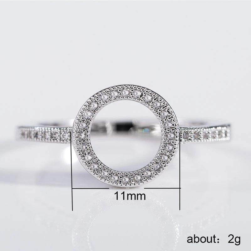 

Cuteeco New Silver Color Forever Black CZ Circle Round Finger Pan Rings For Women Jewelry Valentine's Day Gift