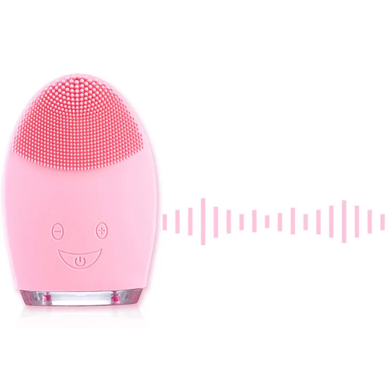 Pink Силиконовое очищающее средство для лица Массажер Питание очищающее устройство для лица, звуковая Водонепроницаемая USB перезаряжаемая система глубокого очищения лица - Цвет: Pink