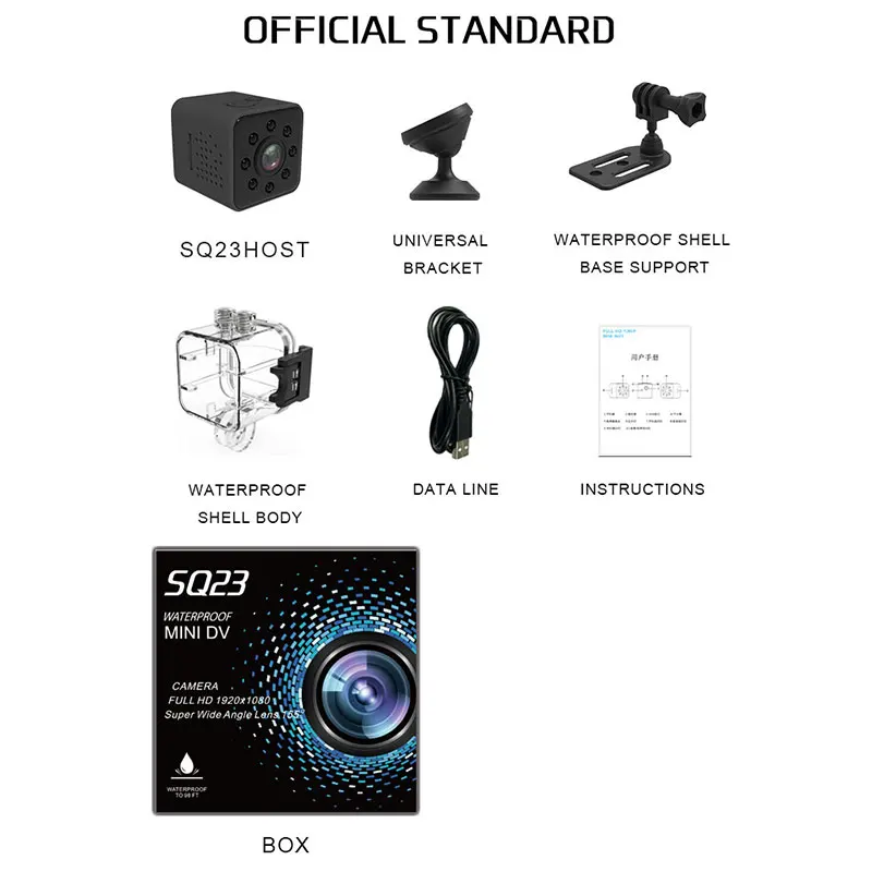 SQ23-Black SQ11 SQ12 SQ13 SQ23 HD мини-камера Espia Oculta портативный корпус видеокамеры маленький видеорегистратор Gizli Kamera Micro Cam поддержка скрытой карты TF - Цвет: SQ23-Black