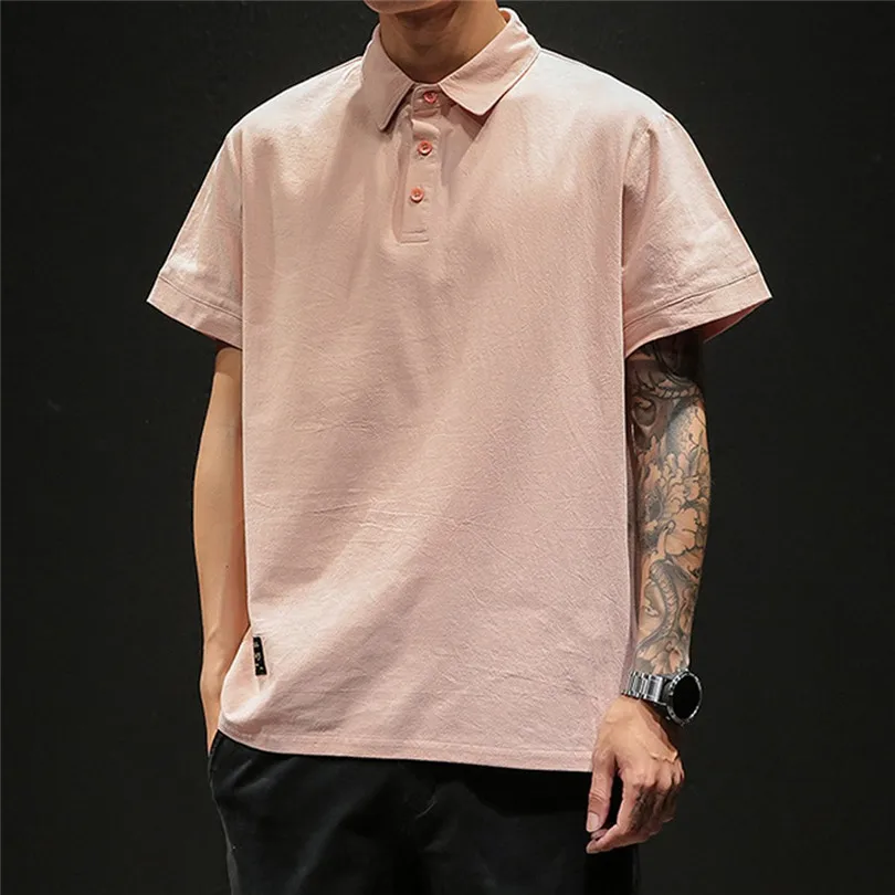 Новая модная мужская летняя хлопковая и льняная однотонная Свободная