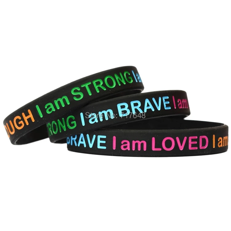 300 шт. силиконовые браслеты с надписью I Am Strong Brave|Браслеты-манжеты| |