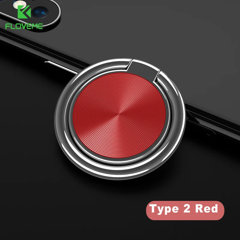 Type 2 Red FLOVEME Универсальный 360 металлический держатель телефона с кольцом на палец для iPhone X XS MAX 11 7 сильная адсорбционная Подставка для samsung huawei Xiaomi - Цвет: Type 2 Red
