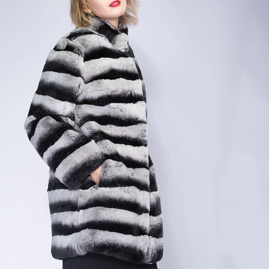 Real Fur Winter Jacket Women Mandarin Collar Short Thick Warm Winter Women Rex Rabbit Coat Real Natural Fur Coats