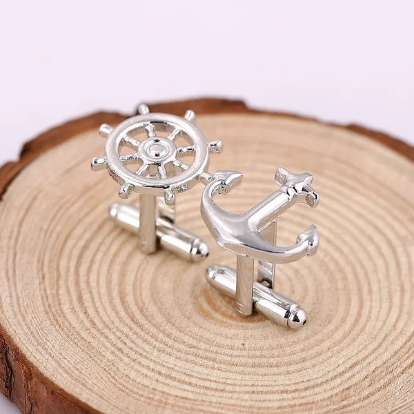 1 шт. Роскошные рубашки запонки в виде руля для мужчин брендовые манжеты на