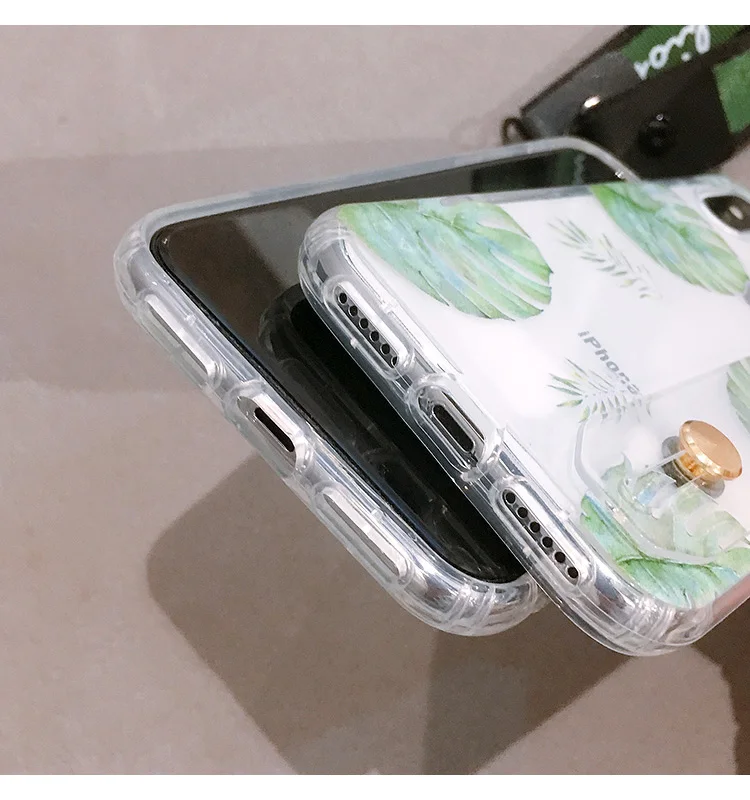 Сэм S10 милый лист прозрачный чехол для samsung Galaxy S6 S7 край S8 S9plus S10plus note8/9/4/5 ремешок задняя крышка+ ремень