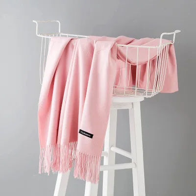 pink scarf Заводская Большая распродажа, хорошее качество, зимний шарф из искусственного кашемира цвета хаки для женщин и мужчин, Пашмина с кисточками, Женское зимнее пончо, Женская шаль - Цвет: pink scarf