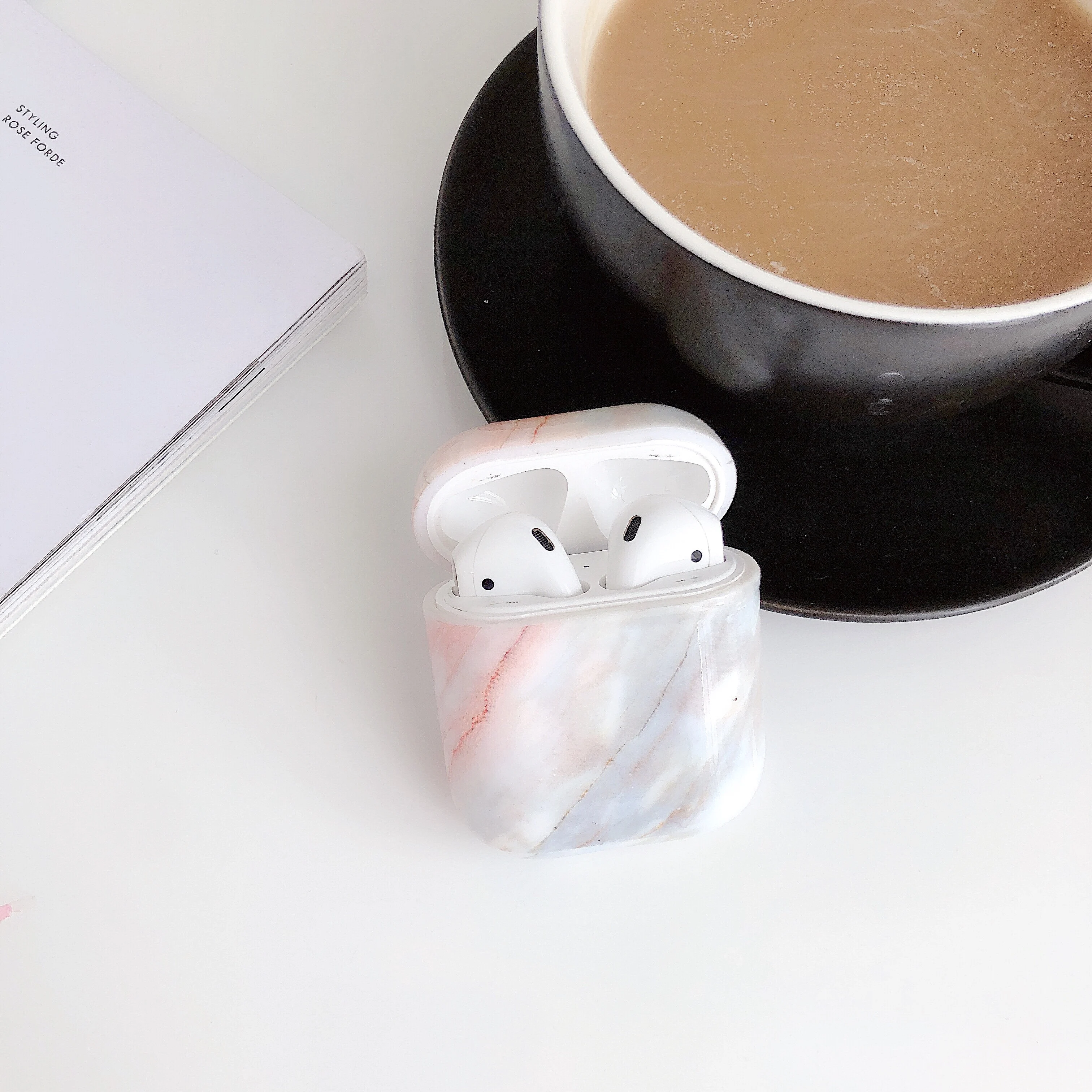 Чехол для наушников Airpods 2 чехол Роскошный Мраморный Жесткий ПК Защитный зарядная