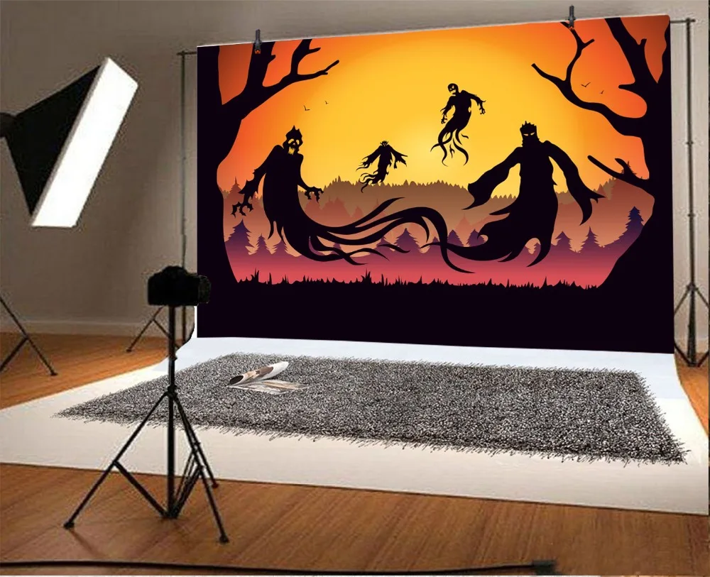 Laeacco Halloween Photography Backgrounds Ggost Forest Scene Baby Children Photographic Backdrops Photocall For Photo Studio | Электроника