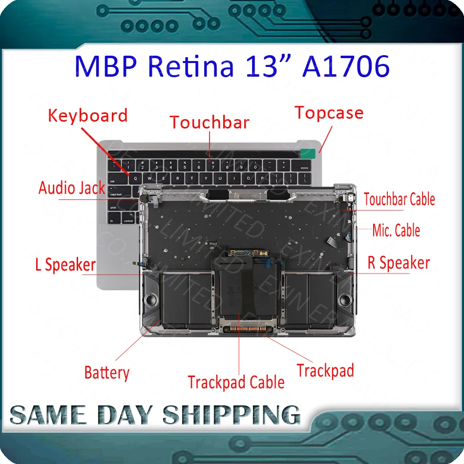 Серебристо серый для Macbook Pro 13 &quotA1706 Полный Корпус с английская клавиатура
