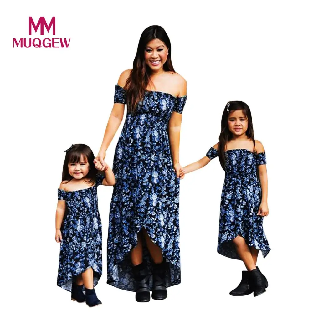 Фото MUQGEW/Семейные комплекты детское платье для мамы и дочки с цветочным принтом