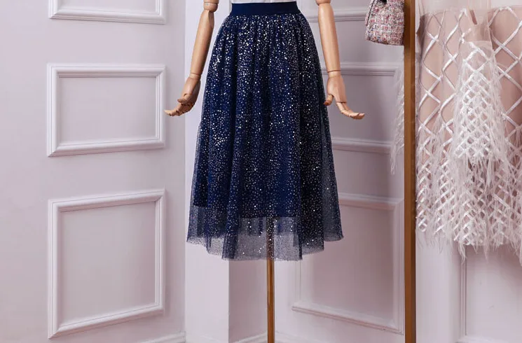 skirt Летний женский комплект из двух предметов, футболка с коротким рукавом и блестками+ юбка с эластичной резинкой на талии, Женская юбка, костюмы - Цвет: skirt