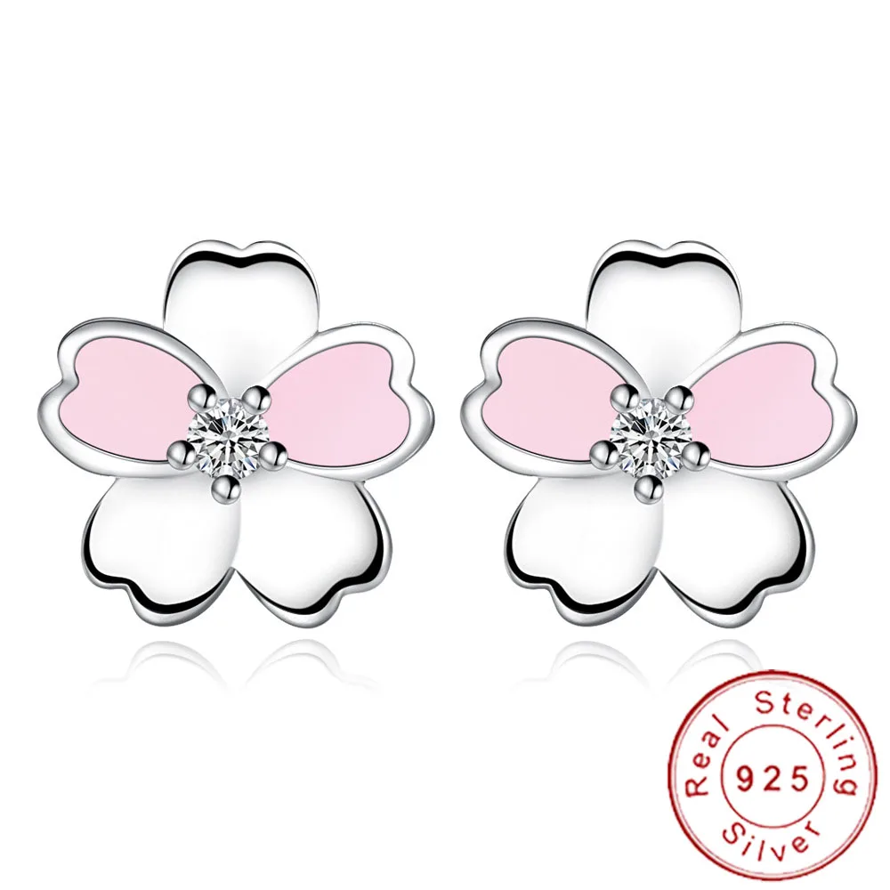 Женские простые серьги пусеты с розовой эмалью Sakura корейские однотонные Серьги в