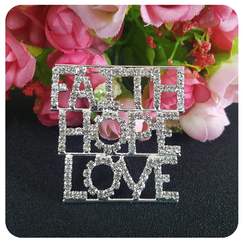 Хрустальная булавка с надписью Вера надеюсь на любовь уникальная брошь