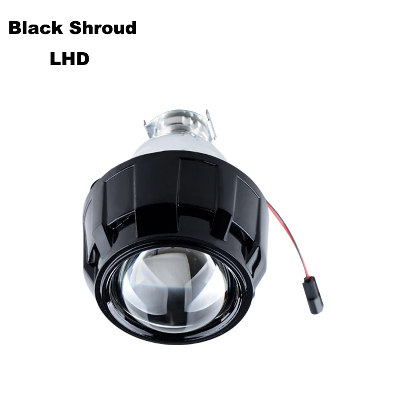 Black Shroud LHD 1 шт., 2,5 дюймов, мотоциклетный головной светильник, биксенон, HID, объектив проектора, светильник дальнего и ближнего света, лампа H1 с адаптером H4 H7 для мотоцикла - Цвет: Black Shroud LHD