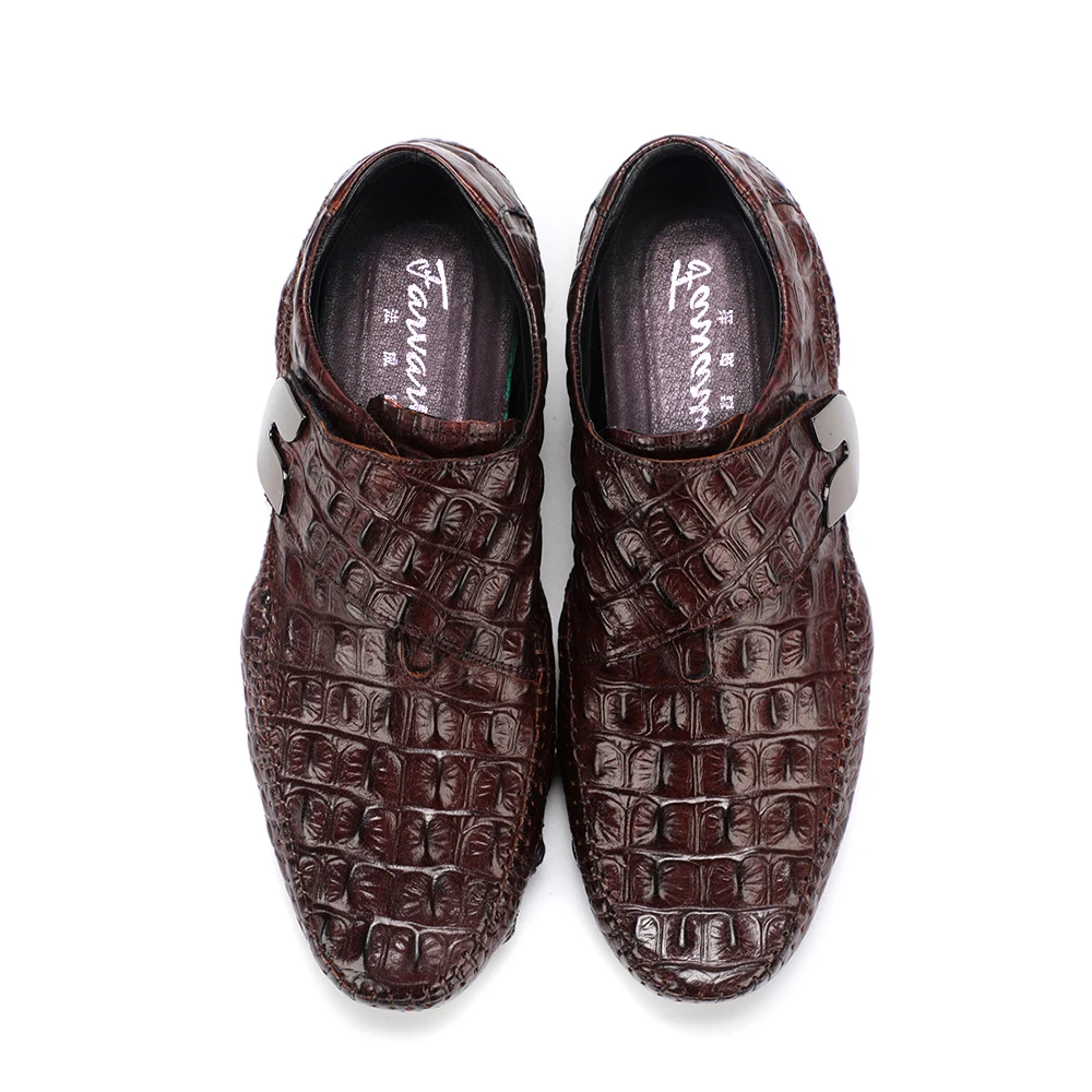 Farvarwo Mens Slip On Dress Shoes Genuine Leather Crocodile Loafer Summer Breathable Men Flats Driving Casual High Quality | Обувь