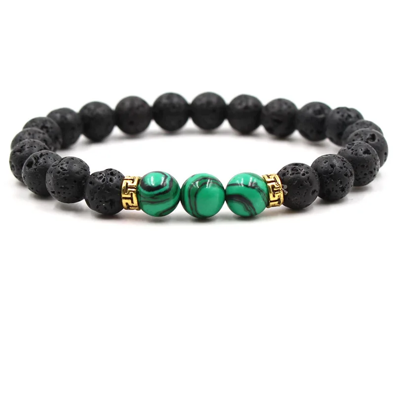 Золотой T Septum кусок три Малахитовый синий песочные бусины браслет электрические