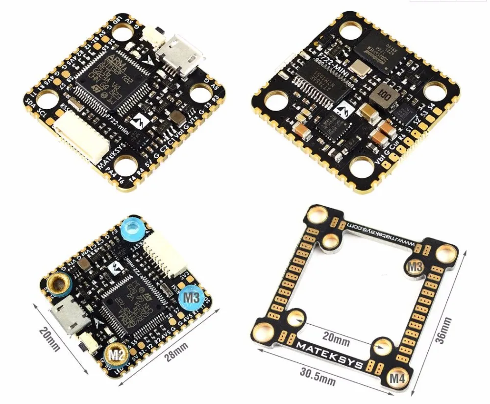 Matek System F722-Mini OSD двойной гироскоп Контроллер полета Acc 32 M Flash 5 V/2A BEC Контроллер полета w/адаптер platte для дрона