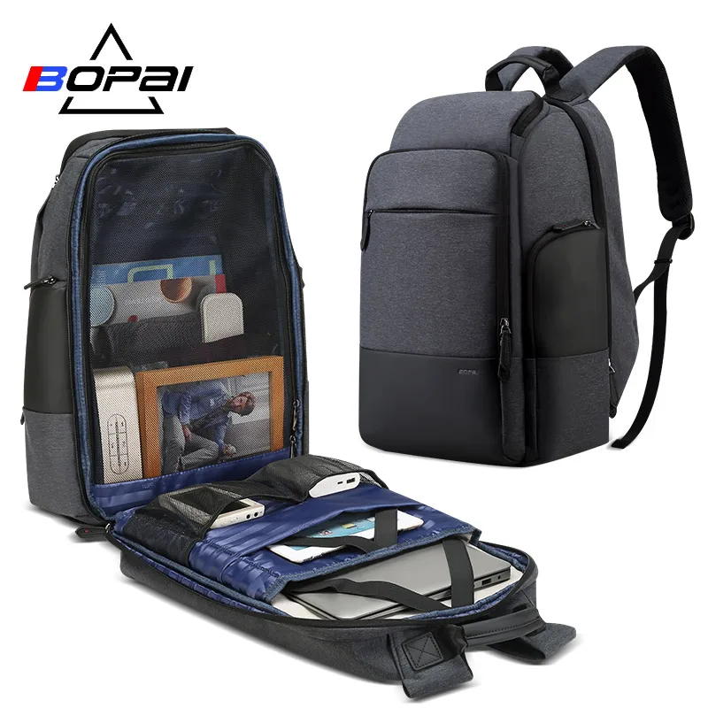 BOPAI 17 дюймов рюкзак для ноутбука usb зарядка сумка Многофункциональный Анти кража бизнес большой емкости водонепроницаемый мужской рюкзак для путешествий