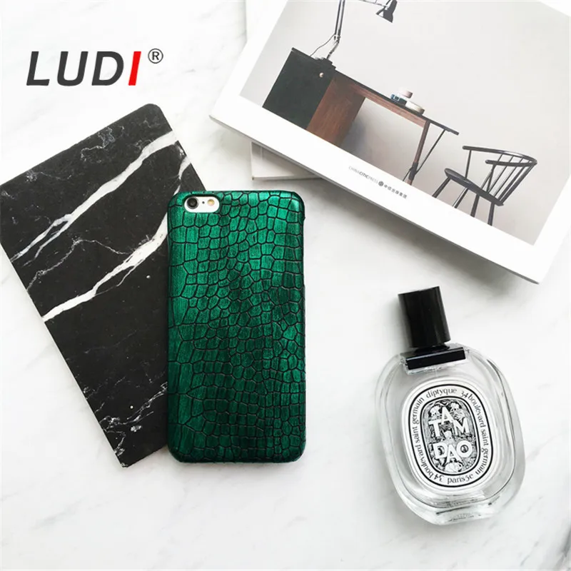 Чехол LUDI из крокодиловой кожи с зелеными и серыми блестками для iPhone X/8/7/8plus/xs/xr max