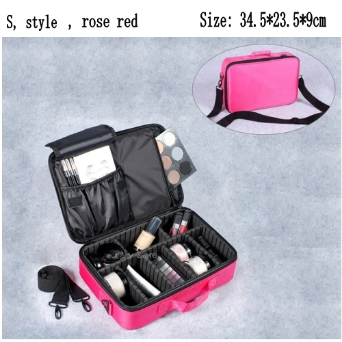 S style rose red Женская косметичка для красоты, косметичка, профессиональный вместительный косметический Чехол, дорожная косметичка, органайзер, коробка - Цвет: S style rose red