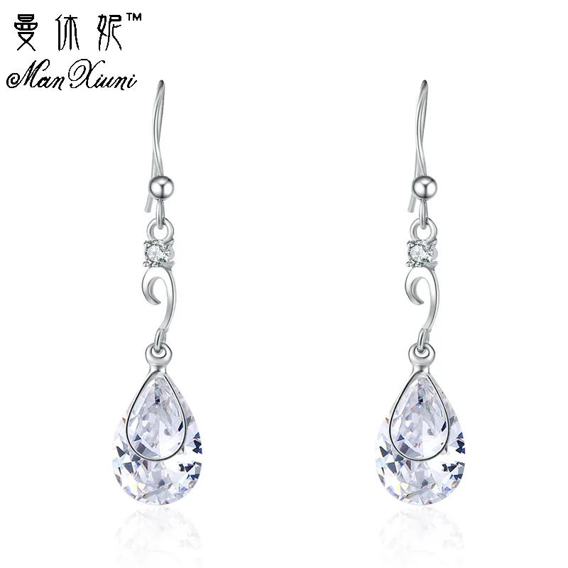 Длинные серьги Стразы с австралийскими кристаллами в форме капли цирконом