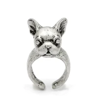 retro animal handmade french bulldog finger ring fashion vintage adjustable rings