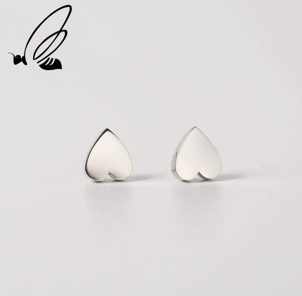 Steel Color Стальные Новые Модные крошечные трендовые серьги из нержавеющей стали в форме сердца, 2 цвета, серьги в форме персика для женщин и девушек - Окраска металла: Steel Color
