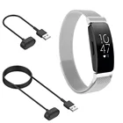 Миланские магнитные металлические ремешки из нержавеющей стали для Fitbit InspireInspire HR, серебристые ремешки, зарядный кабель для зарядного устройства Fitbit Inspire