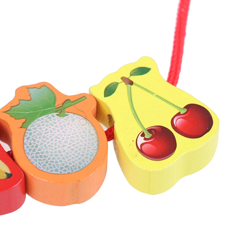 Новые Детские деревянные игрушки DIY игрушка мультфильм фрукты животное нанизывание резьбы деревянные бусины игрушка обучающая для детей