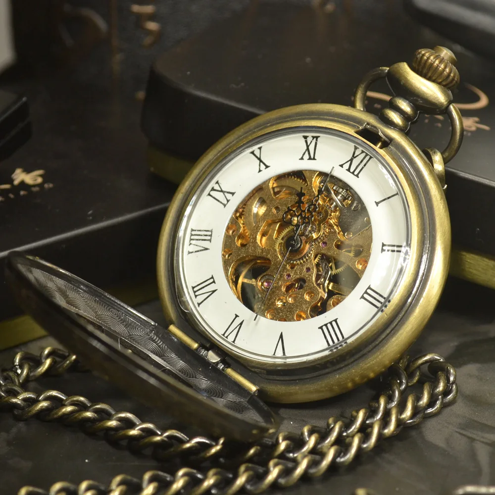 Часы карманные TIEDAN в стиле стимпанк античные бронзовые Механические