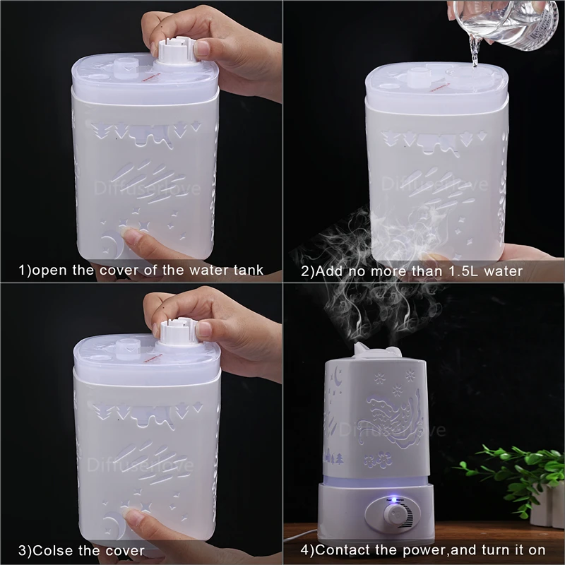 Увлажнитель воздуха Diffuserlove для дома освежитель с распылителем эфирных масел 1 5 л