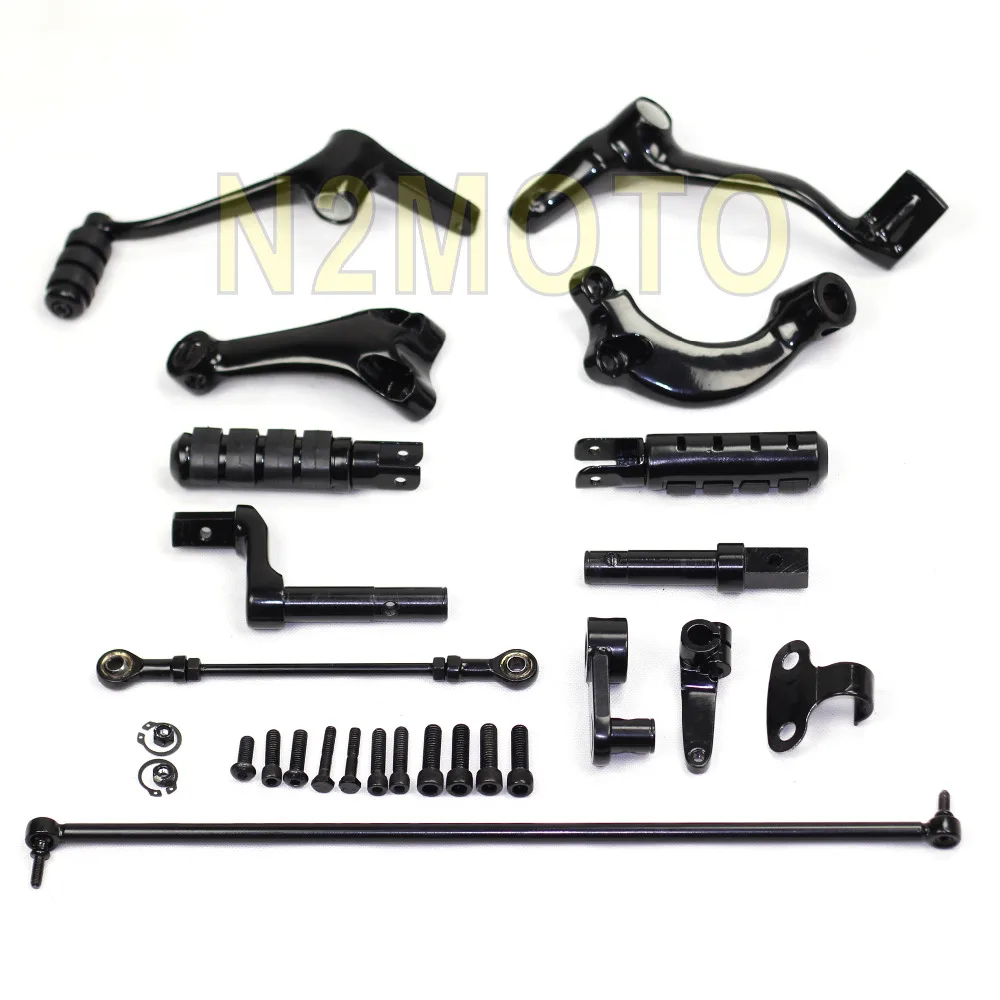 Черный передний контроль полный комплект колышки рычаги связь для 2004-2013 Harley Sportster