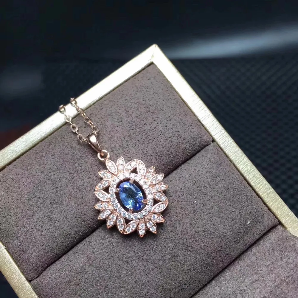 Настоящие 5*7 мм танзанитовые подвески из стерлингового серебра s925 пробы