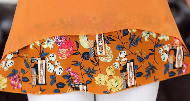 Шифон блузки для дамы 2018 летние цветочные О-образным вырезом короткий рукав Для